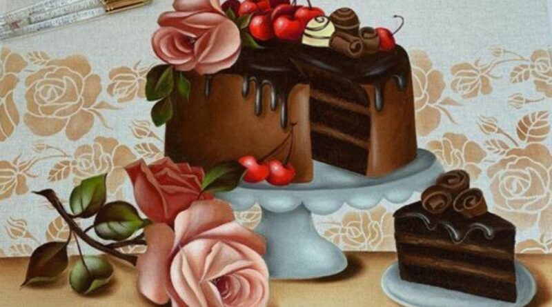 Café com bolo. em 2023  Pintura para cozinha, Pintura em tecido flores,  Imagens de pinturas